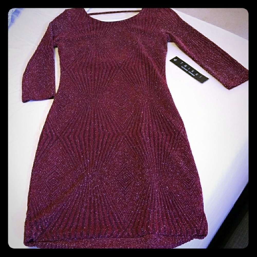Burgundy sparkly mini dress